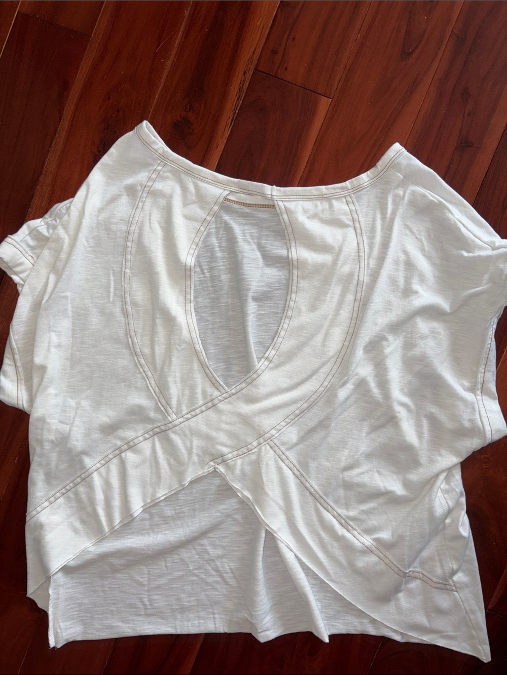 Women's White Short-Sleeve Cross-Back Tee